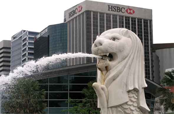Singapur Banken und Merlion