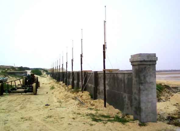 Antennenanlage des WERA-Küstenradars östlich von Yantai an der Bohai See
