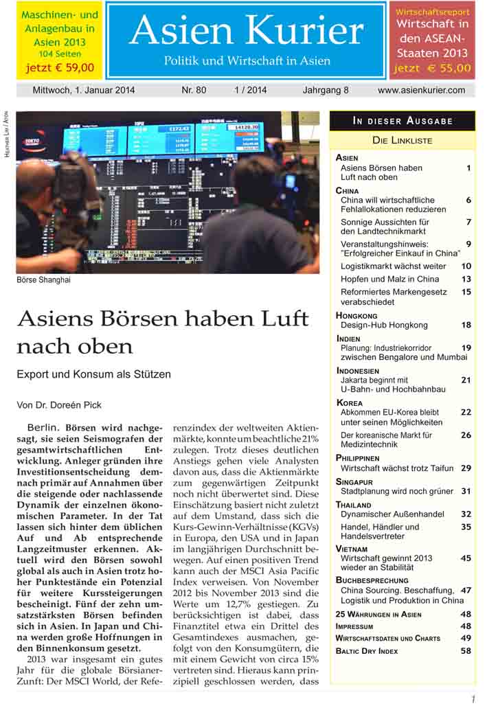 Asien Kurier - Das deutsche PDF-Magazin für Wirtschaft und Politik in Asien